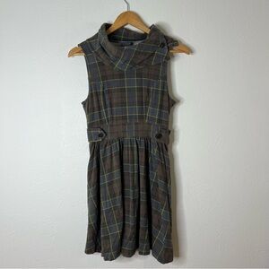 Outlander Hot Topic Fraser Tartan Sleeveless Dress Sheath Button Cowl Neck Sz S